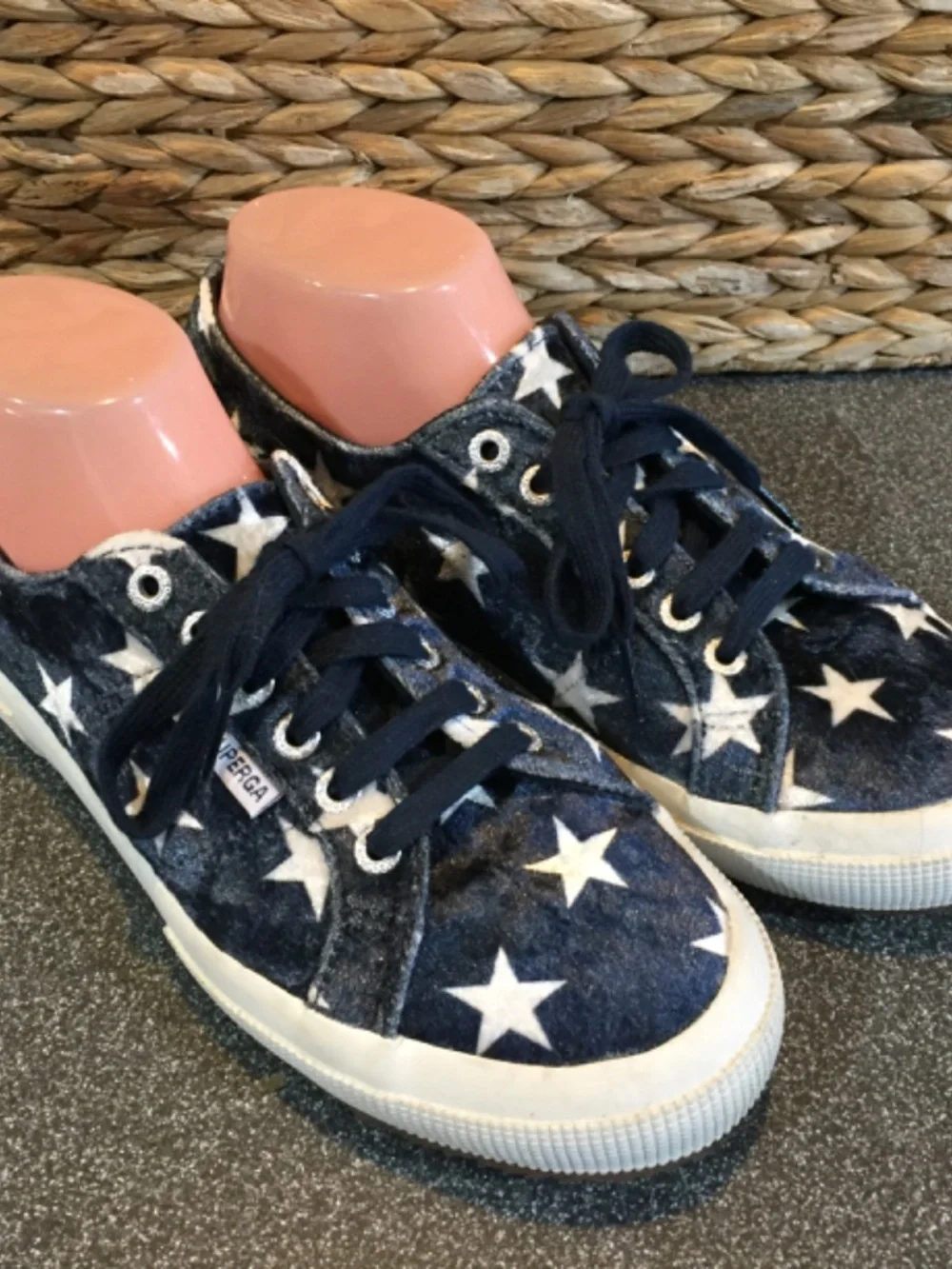 Superga Navy Blue Star Print Sneakers